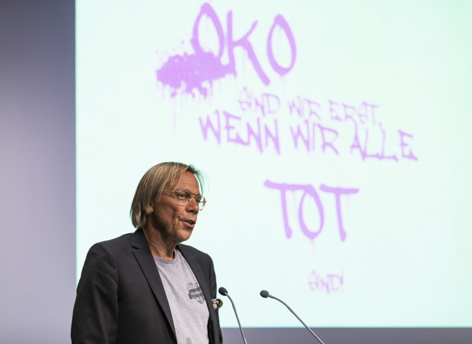 Alexander Abbrederis, Kriemhild Büchel-Kapeller, Katharina Lins, Harald Welzer bei der Energie Lounge 2018. Bildnachweis Darko Todorovic.