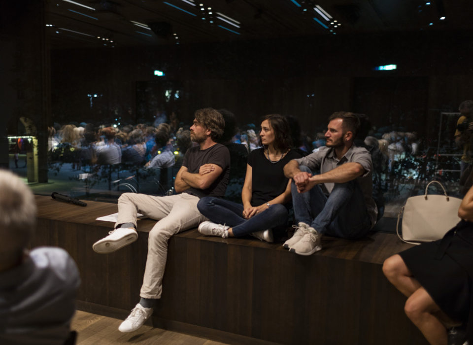 Alexander Abbrederis, Kriemhild Büchel-Kapeller, Katharina Lins, Harald Welzer bei der Energie Lounge 2018. Bildnachweis Darko Todorovic.